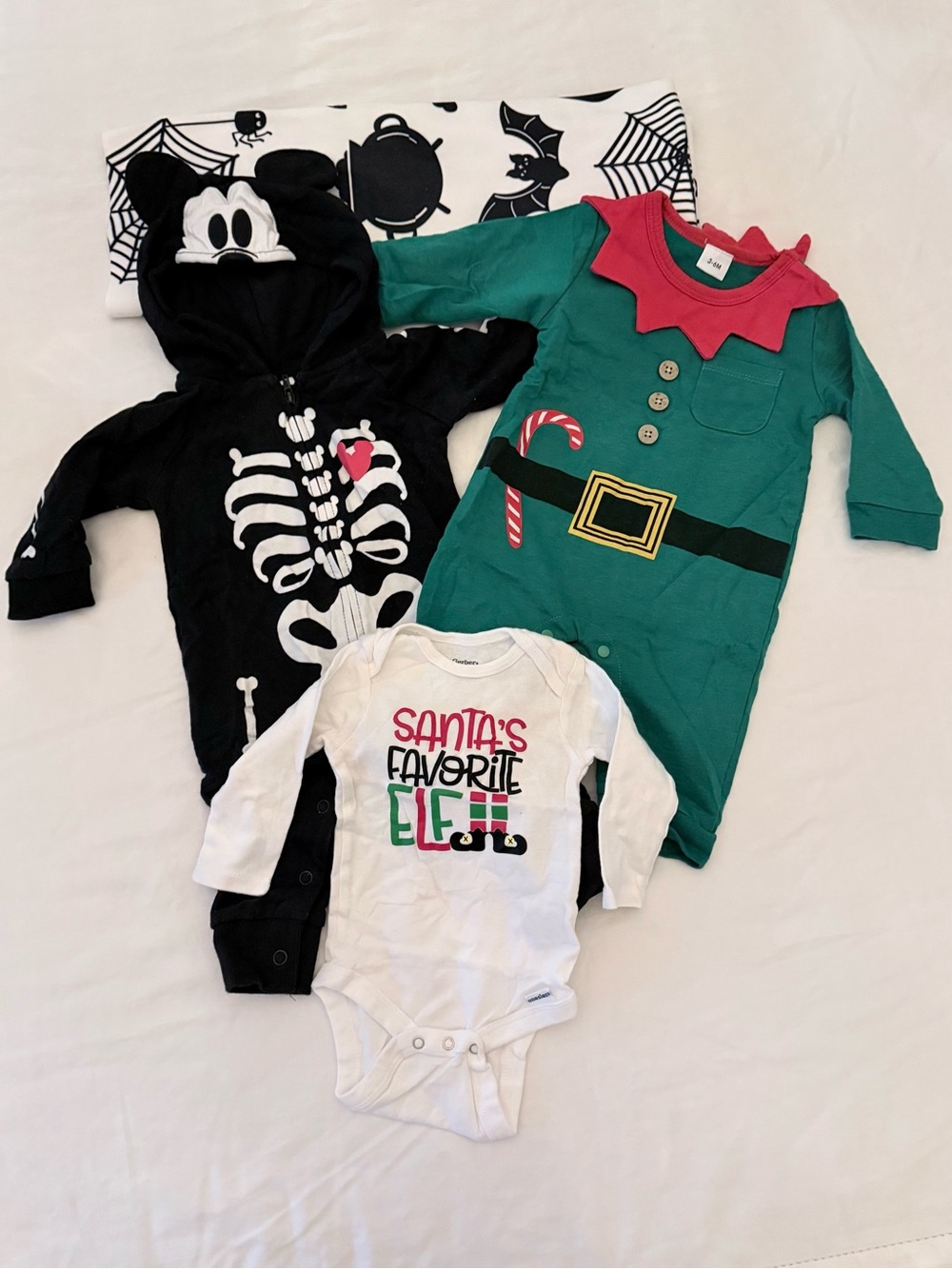 Disney Mickey Skeleton Costume + Christmas Baby lot | 3-6M